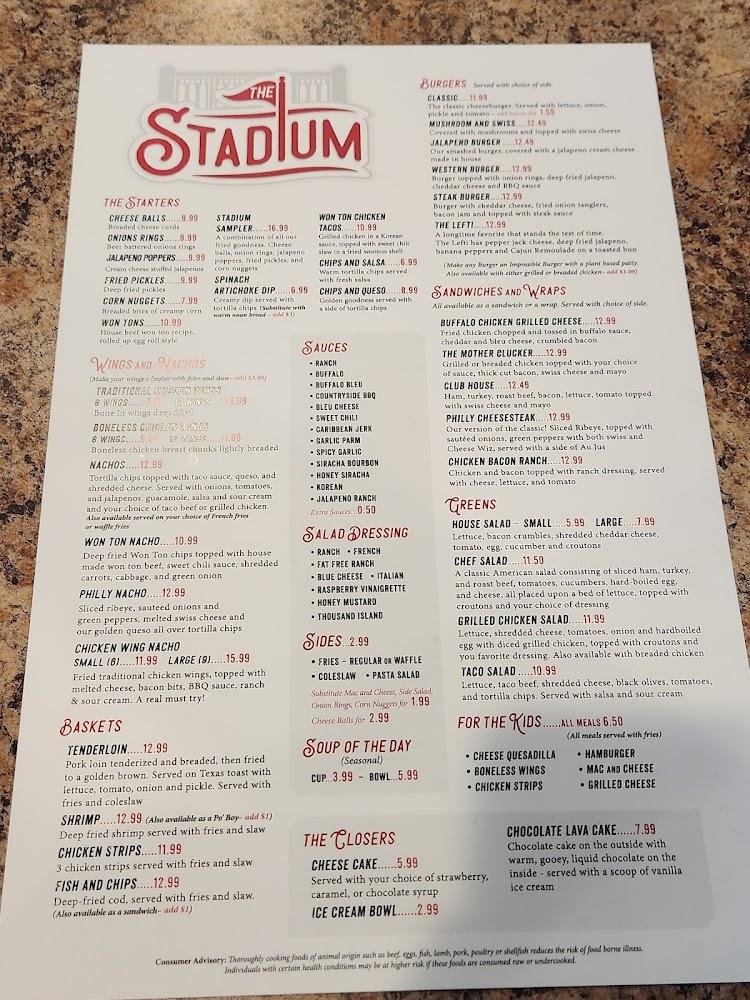 Stadium Neighborhood Bar & Grill Menu image 1